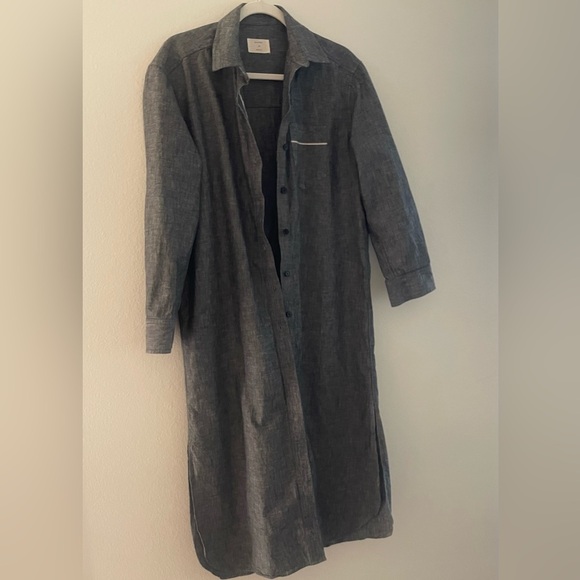 BILLY REID Collared Twill Gray Long Sleeve Button-Up Shirt Dress Size XSmall - Picture 1 of 12